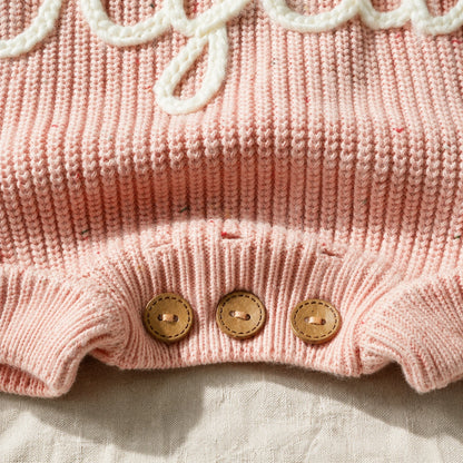 Handgestrickter, personalisierter Strampler