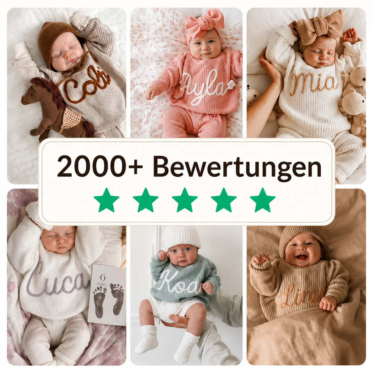 Handgestrickter, personalisierter Pullover